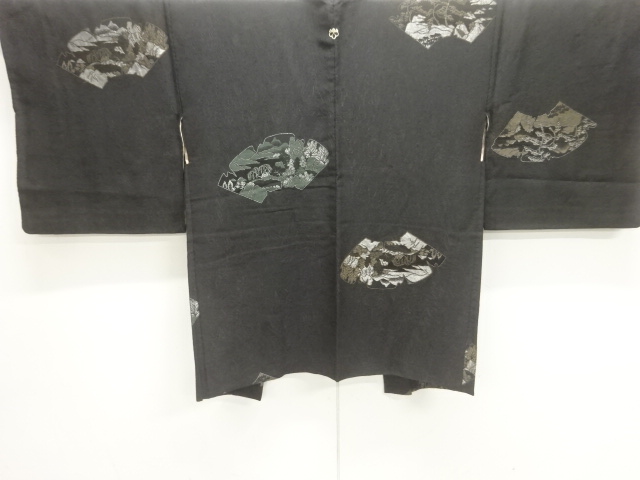 JAPANESE ANTIQUE HAORI / TAISHO ROMAN STYLE / URUSHI / WOVEN SCENERY